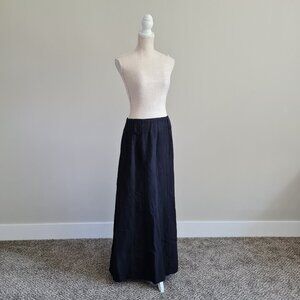 Black Linen Maxi Skirt Vintage Lagenlook L
